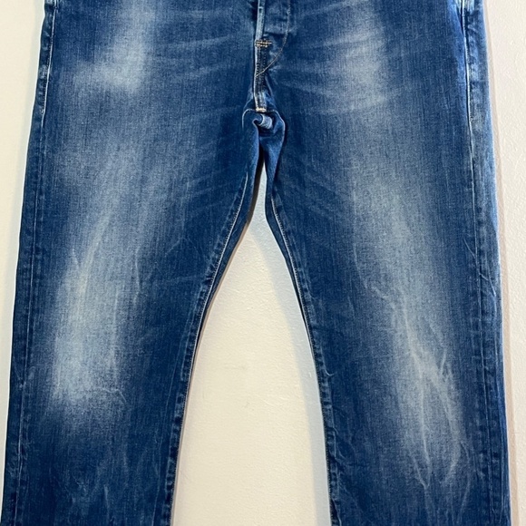 Replay Men Jeans Size 36 Blue Med Wash Faded Straight Wide Leg Waitom Luxe - Picture 5 of 16